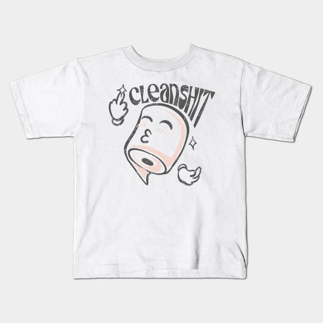 Cleanshit Kids T-Shirt by phsycartwork